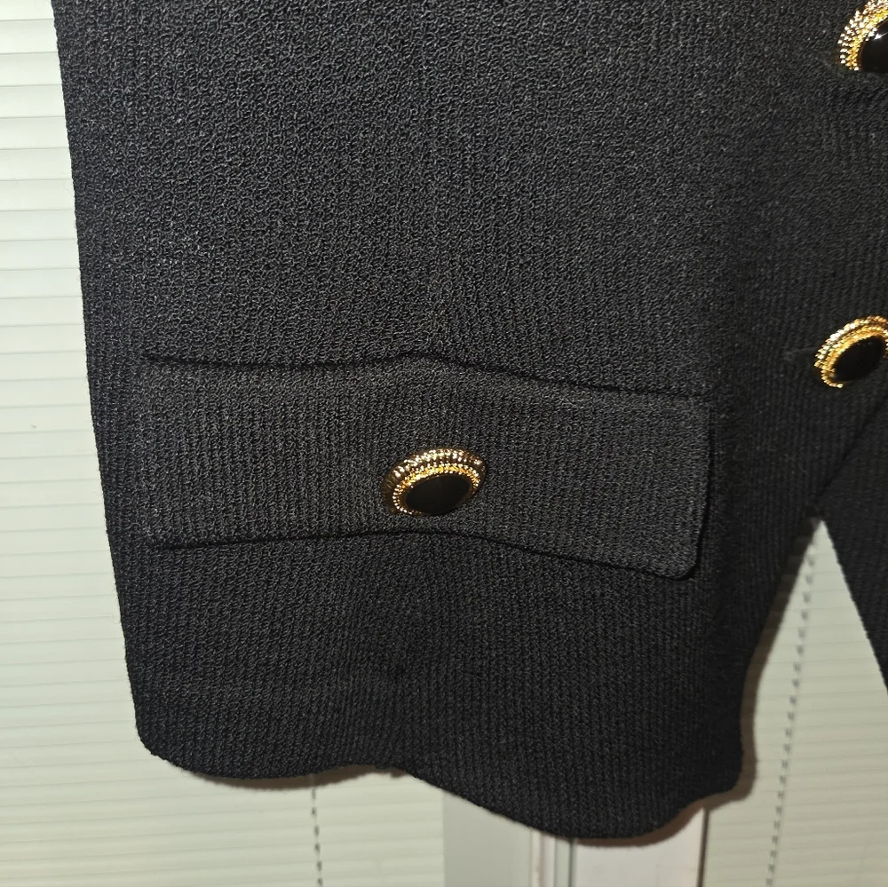 St John size 12 Black Solid blazer 100 percent silk short Sleeve Career Blazer - Picture 5 of 7